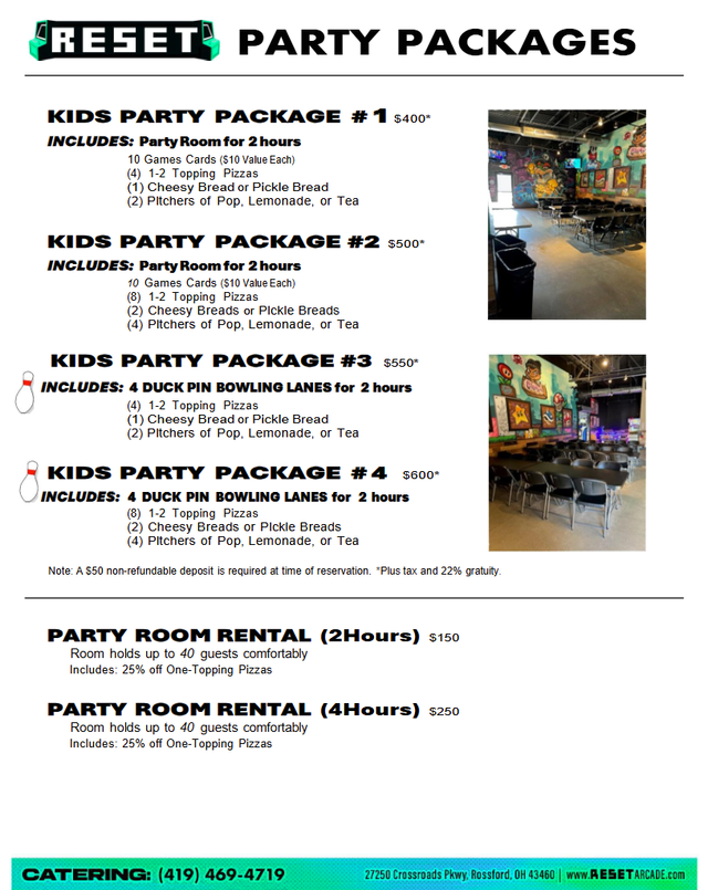 Catering/Events | Reset Arcade Rossford